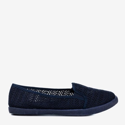 Granatowe damskie ażurowe slip - on Hessani - Obuwie Royalfashion.pl  37 