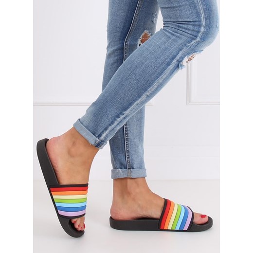 Klapki tęczowe czarne T325P BLACK 39 omnido.pl