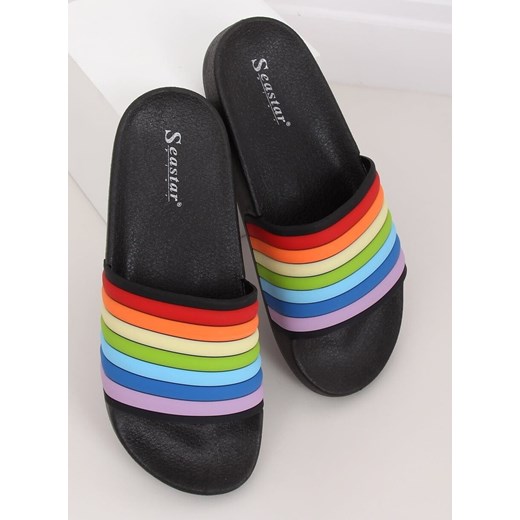 Klapki tęczowe czarne T325P BLACK 36 omnido.pl