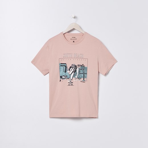Sinsay - Koszulka z kolorowym nadrukiem - Różowy  Sinsay XL 