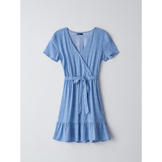 Cropp - Zwiewna sukienka mini z wiskozy - Niebieski Cropp  XL 