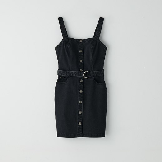 Cropp - Jeansowa sukienka mini z paskiem - Czarny