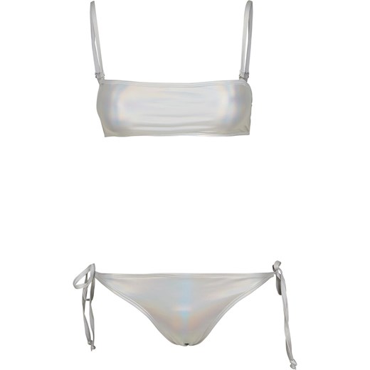 Urban Classics - Ladies Shimmering Bandeau Swimsuit - Komplet bikini - srebrny   S 