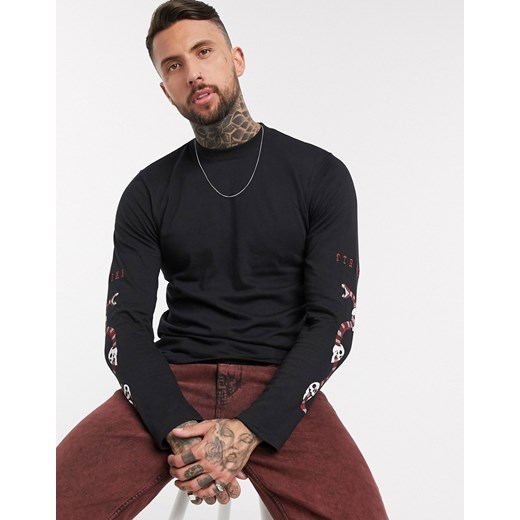 Bolongaro Trevor – T-shirt z długim rękawem z nadrukiem-Czarny Bolongaro Trevor  XS promocja Asos Poland 