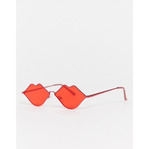 Jeepers Peepers – Czerwone okulary przeciwsłoneczne w kształcie ust-Czerwony Jeepers Peepers No Size okazja Asos Poland