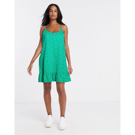 ASOS DESIGN – Zielona sukienka mini w groszki na ramiączkach-Zielony