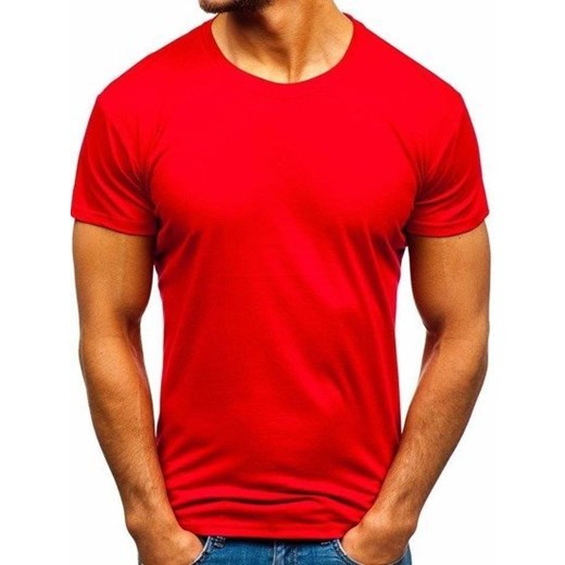T-shirt męski bez nadruku czerwony Denley 2005