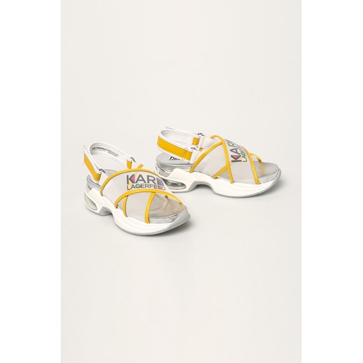 Karl Lagerfeld sandały damskie białe bez wzorów casualowe na rzepy letnie na platformie 
