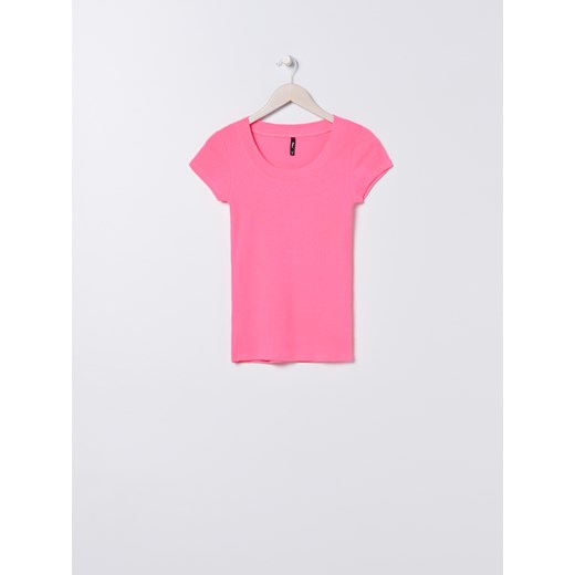 Sinsay - Neonowa bluzka z krótkim rękawem - Różowy  Sinsay XS 