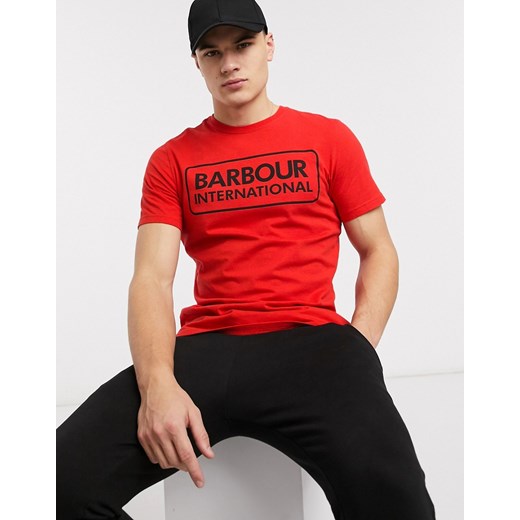 Barbour International Essential - Czerwony t-shirt z dużym logo  Barbour XL Asos Poland