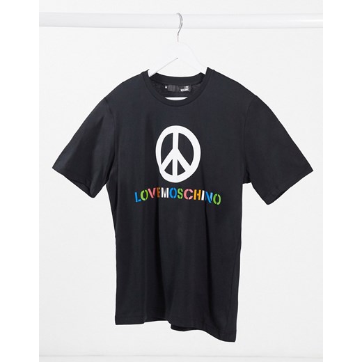 Love Moschino – Czarny t-shirt z symbolem pokoju  Love Moschino XXL Asos Poland wyprzedaż 