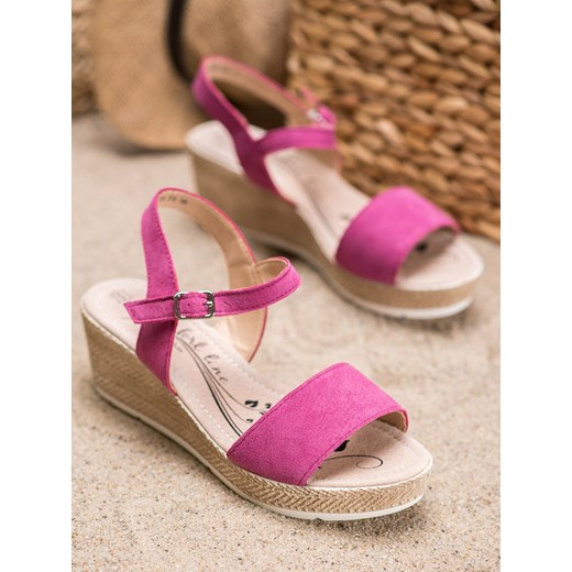Espadryle damskie CzasNaButy skórzane na platformie z klamrą casual