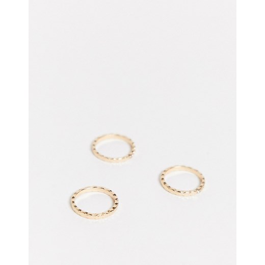 Saint Lola – Komplet 3 sztuk pozłacanych pierścionków-Złoty