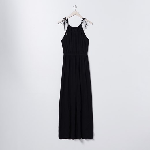Sukienka Sinsay rozkloszowana czarna z wiskozy maxi 