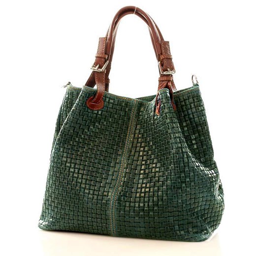Shopper bag Merg zielona bez dodatków z tłoczeniem 
