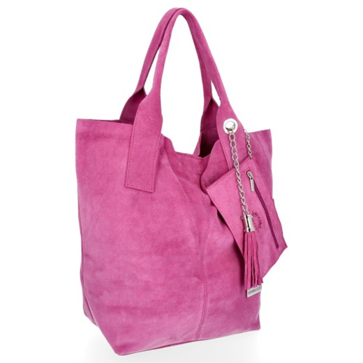 Uniwersalne Torebki Skórzane Shopper XL renomowanej firmy Vittoria Gotti Różowa (kolory) Vittoria Gotti   PaniTorbalska