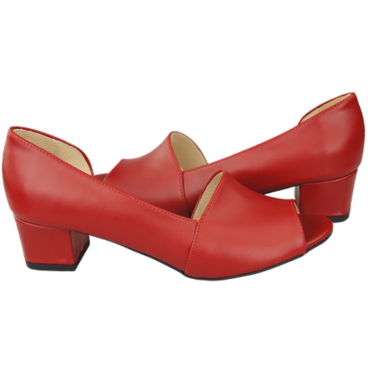 Sandały damskie Elitabut czerwone eleganckie na średnim obcasie na 