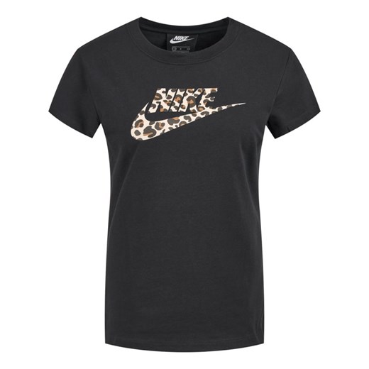 Bluzka damska Nike z okrągłym dekoltem czarna z napisami na wiosnę z krótkimi rękawami 