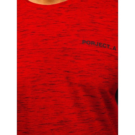 Czerwony T-shirt męski z nadrukiem Denley SS11126  Denley 2XL promocja  