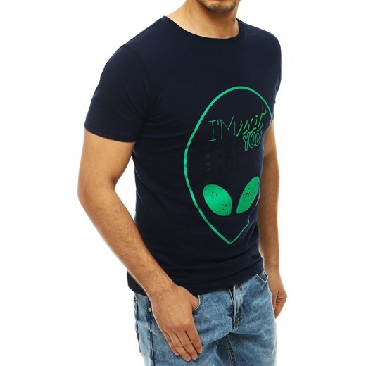 T-shirt męski z nadrukiem ciemnoniebieski RX4158  Dstreet M  promocja 
