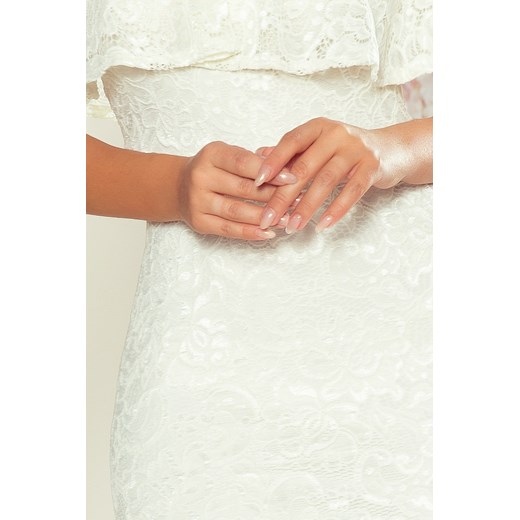 Sukienka Ptakmoda.com elegancka biała z odkrytymi ramionami na urodziny 