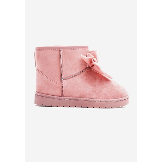 Buty zimowe dziecięce różowe Born2be bez wzorów bez zapięcia 