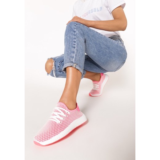 Buty sportowe damskie Born2be dla biegaczy gładkie różowe sznurowane 