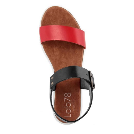 Skórzane sandały w kolorze czarno-czerwonym