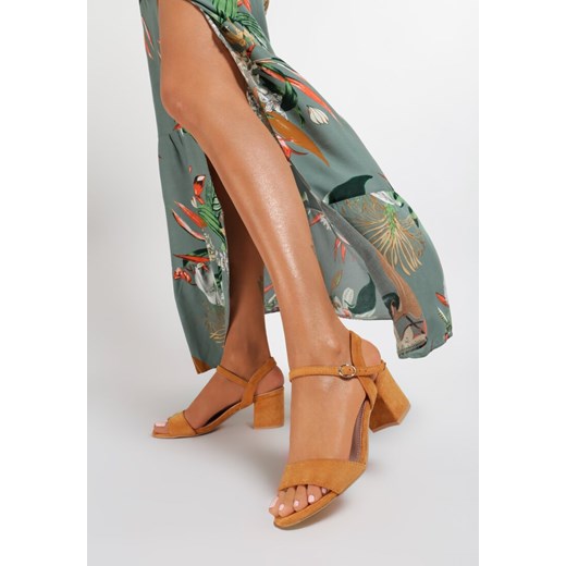 Sandały damskie Renee eleganckie na średnim obcasie bez wzorów 