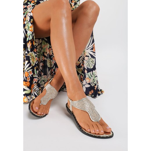 Sandały damskie Renee z klamrą na lato z niskim obcasem z aplikacją 