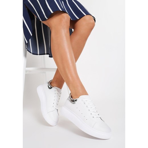 Buty sportowe damskie białe Renee w stylu młodzieżowym na wiosnę sznurowane 