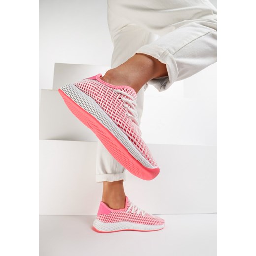 Buty sportowe damskie różowe Renee do biegania wiązane płaskie bez wzorów 
