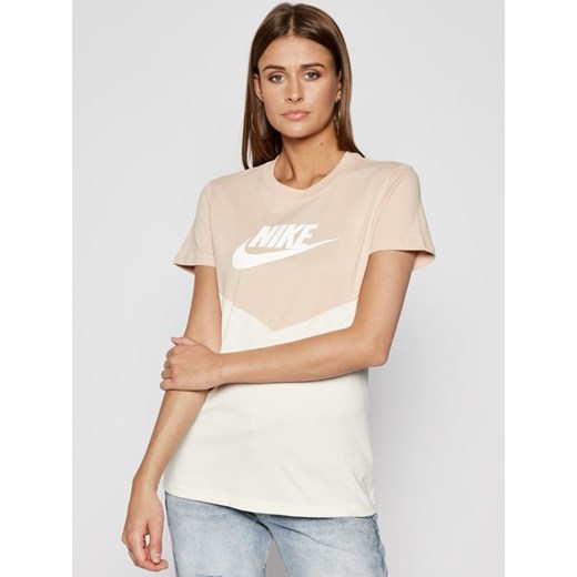 Nike bluzka damska z krótkim rękawem beżowa 