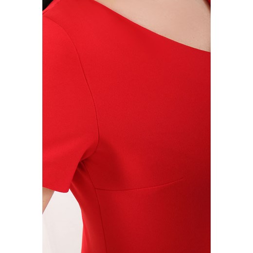 Sukienka gładka CARMEN z krótkim rękawkiem czerwona   42 Oscar Fashion