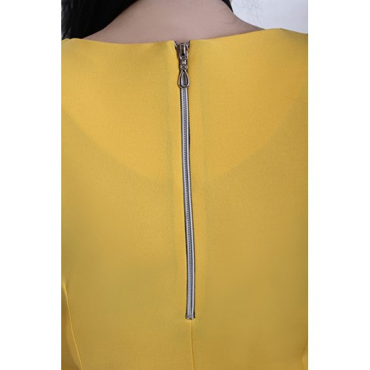 Sukienka dzianinowa NIKOLA z kieszonkami, żółta   44 Oscar Fashion