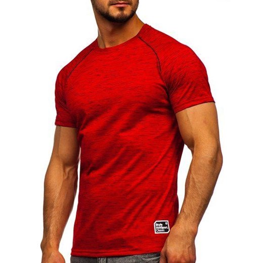 T-shirt męski czerwony Denley z krótkim rękawem 
