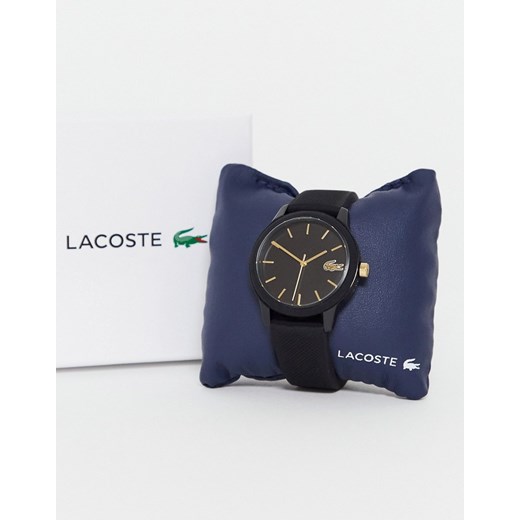 Lacoste 12.12 – Czarny zegarek z silikonowym paskiem
