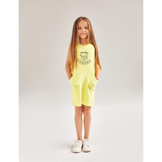 Żółta sukienka dziewczęca Coalition w zwierzęce wzory 