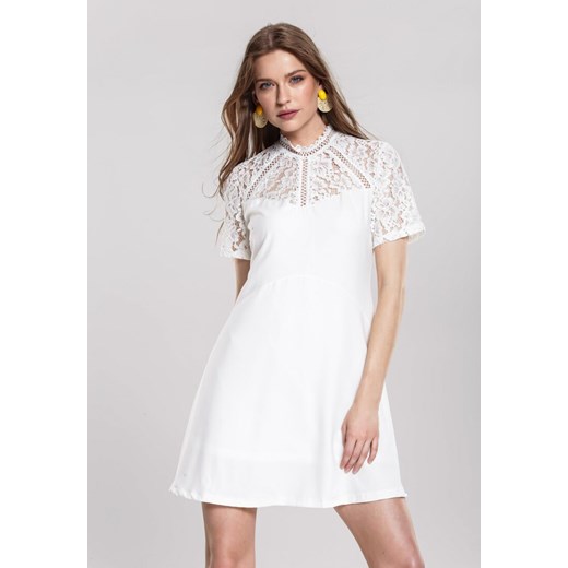 Biała sukienka Renee z okrągłym dekoltem mini 