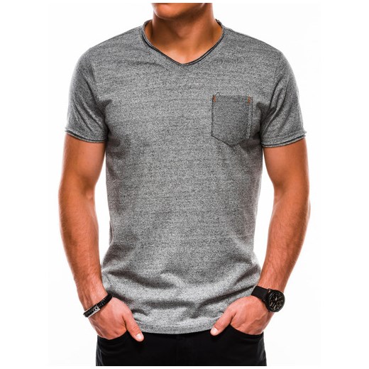 T-shirt męski szary Ombre z krótkimi rękawami casualowy 