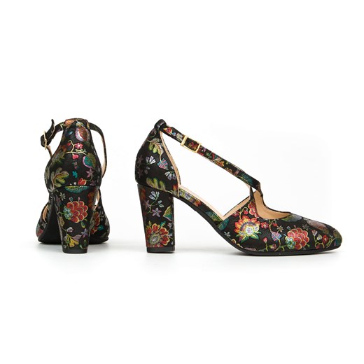 Czółenka Zapato na wysokim obcasie skórzane na eleganckie w abstrakcyjne wzory 