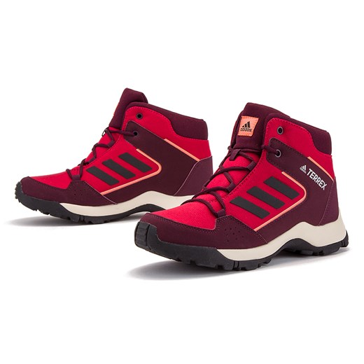 Buty zimowe dziecięce Adidas czerwone bez wzorów 