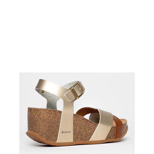 Sandały damskie Backsun ze skóry bez wzorów z klamrą 