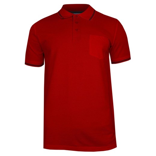 Czerwona Koszulka POLO z Lamówką, Męska, Krótki Rękaw -PAKO JEANS- T-shirt, z Kieszonką TSPJNSPOLOCITYcr ze sklepu JegoSzafa.pl w kategorii T-shirty męskie - zdjęcie 87360903