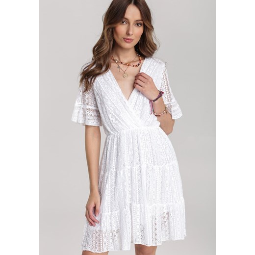 Sukienka Renee biała z dekoltem w serek 