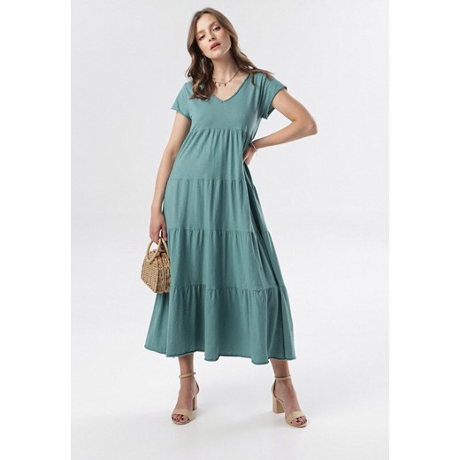 Sukienka Born2be oversize z dekoltem w serek midi