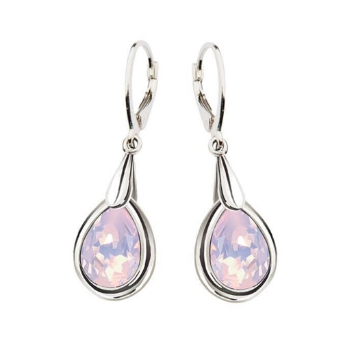 Rodowane srebrne kolczyki z kryształami Swarovskiego K 2095 : Kolor - Rose Water Opal  Polcarat Design  