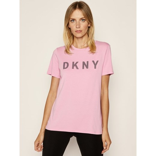 Bluzka damska DKNY różowa z napisem 
