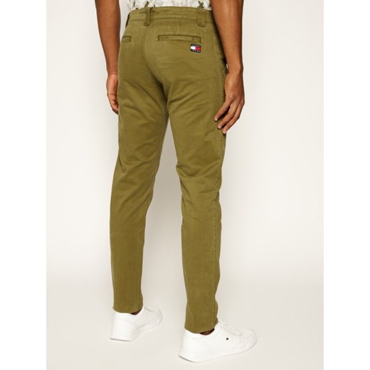 Spodnie męskie zielone Tommy Jeans bez wzorów 