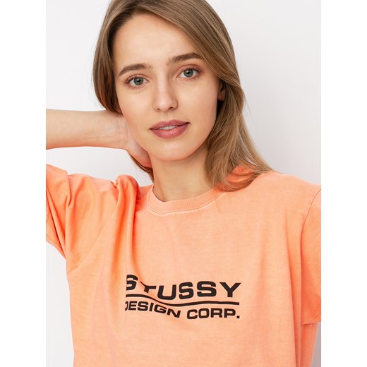 Różowa bluzka damska Stussy z krótkim rękawem 